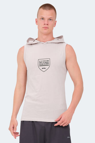 Slazenger VERSIO IN Erkek Kolsuz Baskılı Taş Gri Tişört - Thumbnail