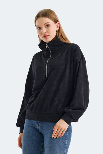 Slazenger VIEWER OVERSIZE Kadın Sweatshirt Siyah - Thumbnail