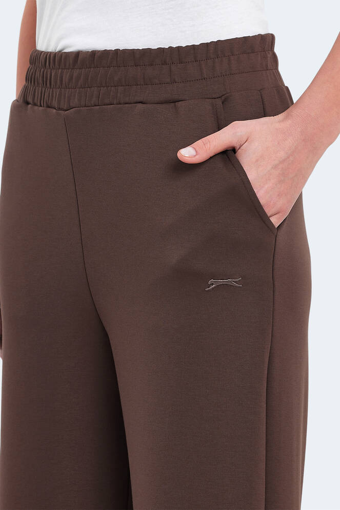 Slazenger VILLE Kadın Cepli Bol Paça Koyu Kahve Eşofman Altı