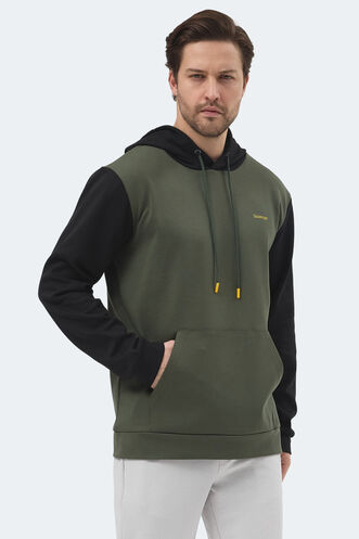 Slazenger VIOLA Erkek Kapüşonlu Cepli Haki / Siyah Sweatshırt - Thumbnail