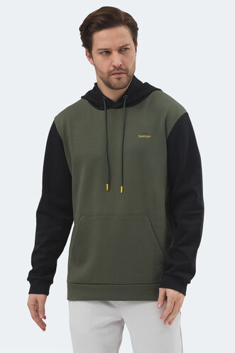Slazenger VIOLA Erkek Kapüşonlu Cepli Haki / Siyah Sweatshırt - Thumbnail
