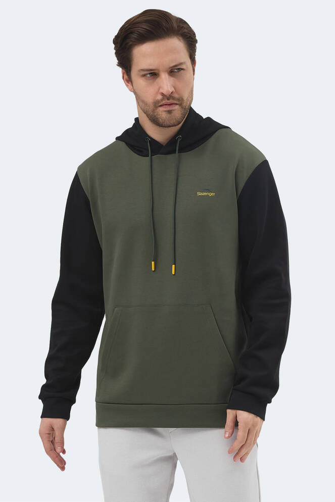Slazenger VIOLA Erkek Kapüşonlu Cepli Haki / Siyah Sweatshırt
