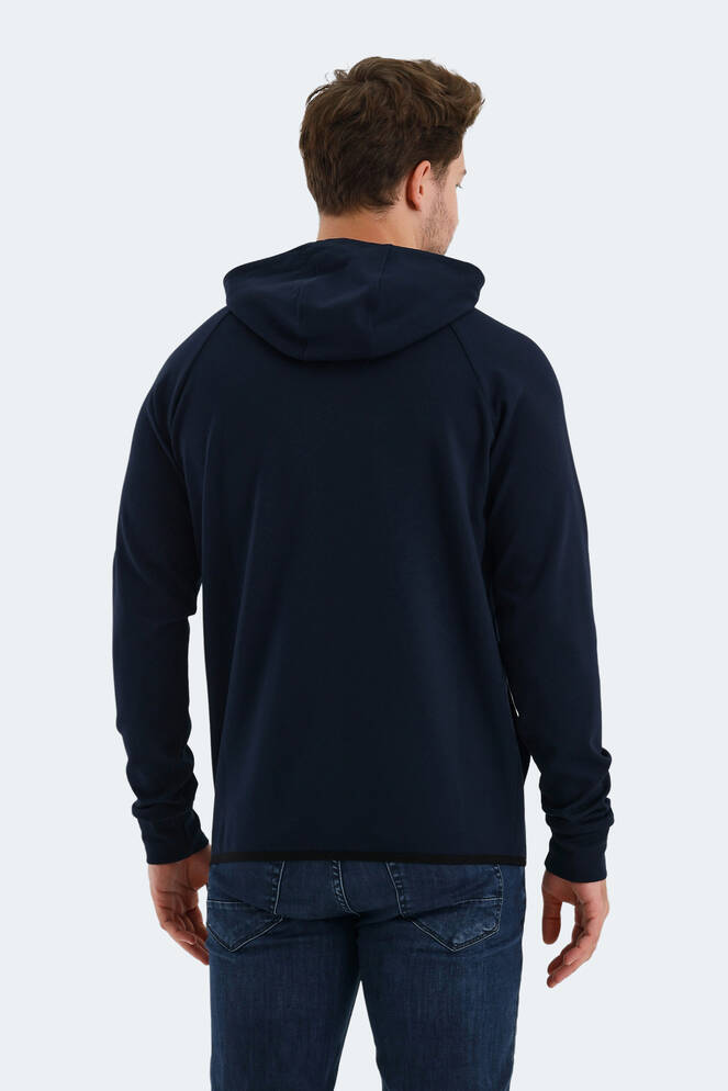 Slazenger VIOLET Erkek Fermuarlı Kapüşonlu Cepli Lacivert Sweatshırt