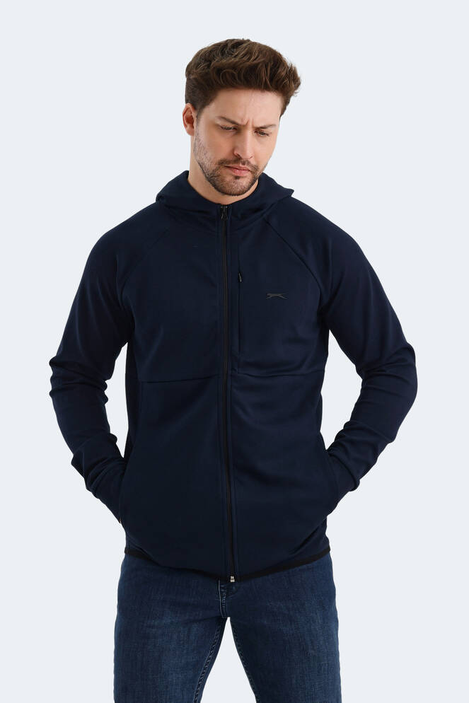 Slazenger VIOLET Erkek Fermuarlı Kapüşonlu Cepli Lacivert Sweatshırt
