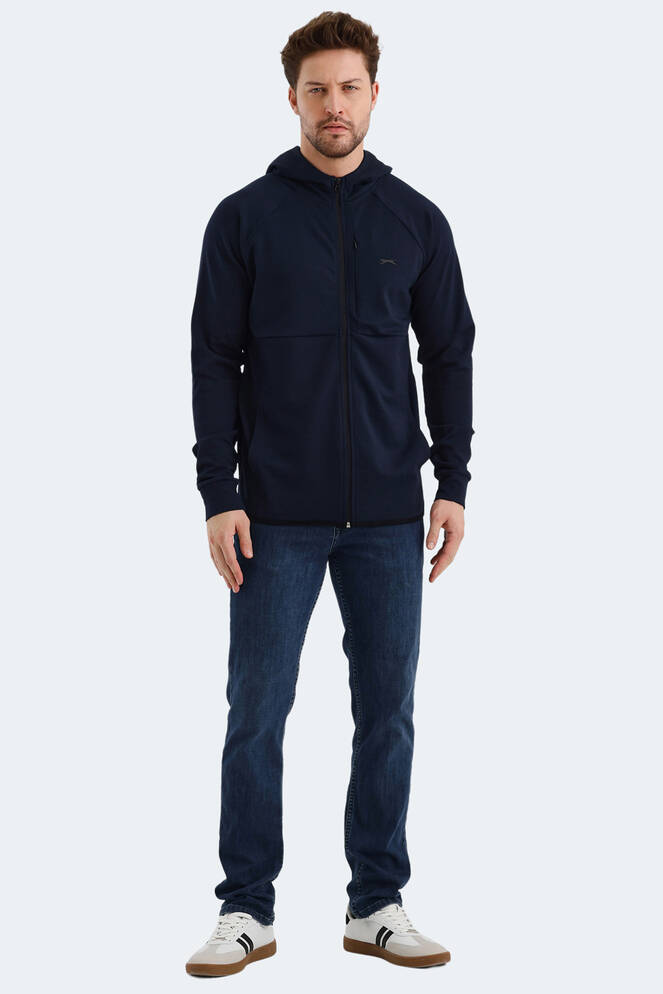 Slazenger VIOLET Erkek Fermuarlı Kapüşonlu Cepli Lacivert Sweatshırt
