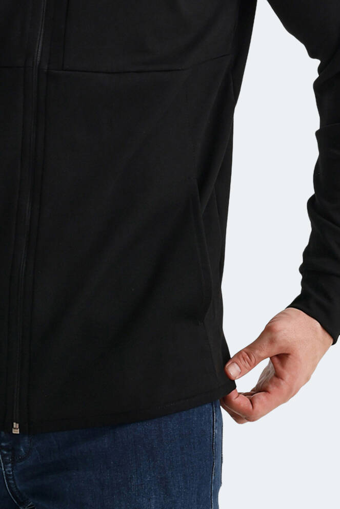 Slazenger VIOLET Erkek Fermuarlı Kapüşonlu Cepli Siyah Sweatshırt
