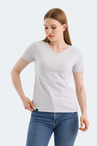 Slazenger VIVEK Women's T-Shirt Stone Gray - Thumbnail