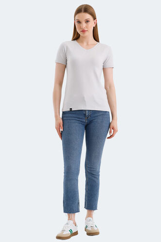 Slazenger VIVEK Women's T-Shirt Stone Gray - Thumbnail
