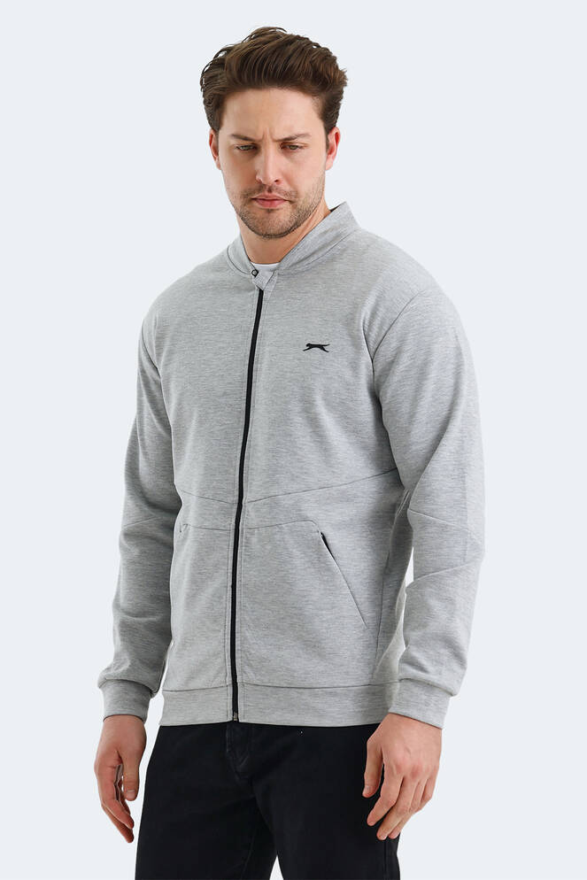 Slazenger VLAD Erkek Cepli Fermuarlı Gri Sweatshırt