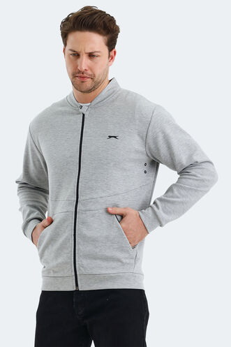 Slazenger VLAD Erkek Cepli Fermuarlı Gri Sweatshırt - Thumbnail
