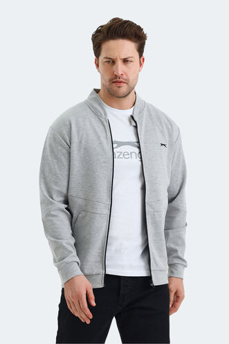 Slazenger VLAD Erkek Cepli Fermuarlı Gri Sweatshırt - Thumbnail