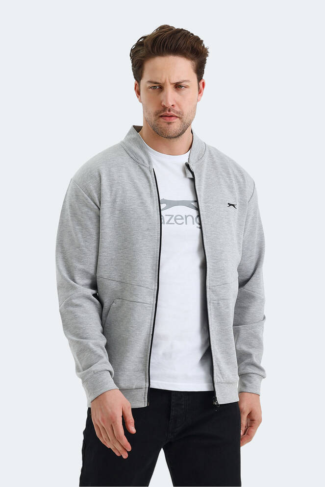 Slazenger VLAD Erkek Cepli Fermuarlı Gri Sweatshırt