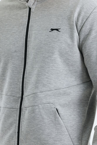 Slazenger VLAD Erkek Cepli Fermuarlı Gri Sweatshırt - Thumbnail