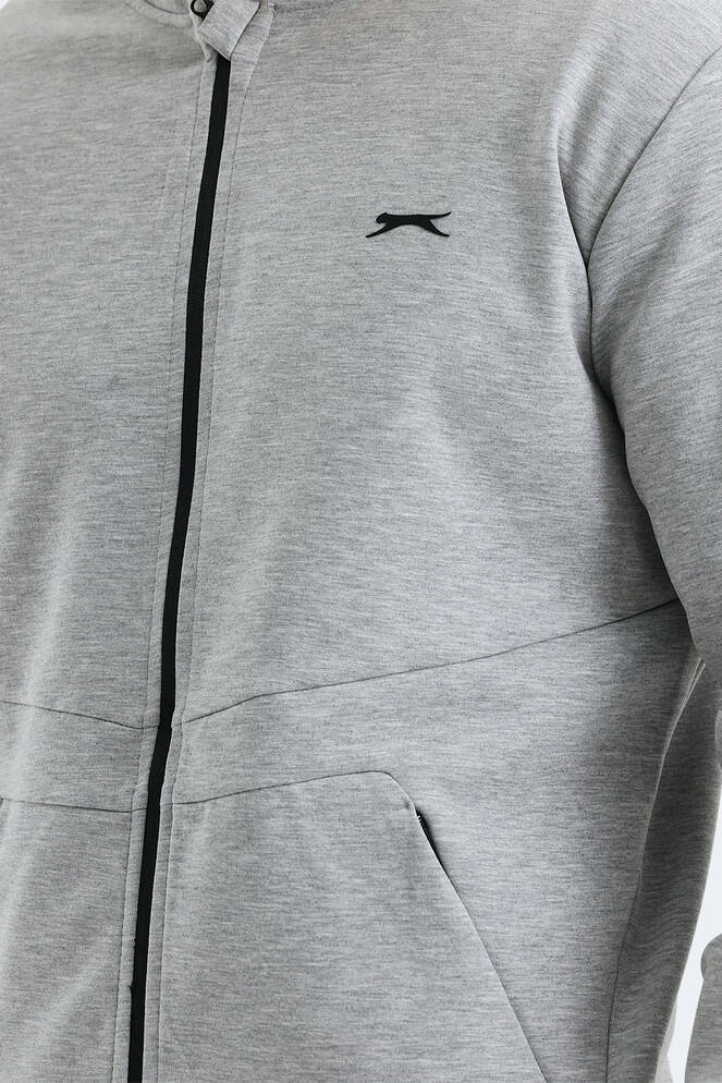 Slazenger VLAD Erkek Cepli Fermuarlı Gri Sweatshırt