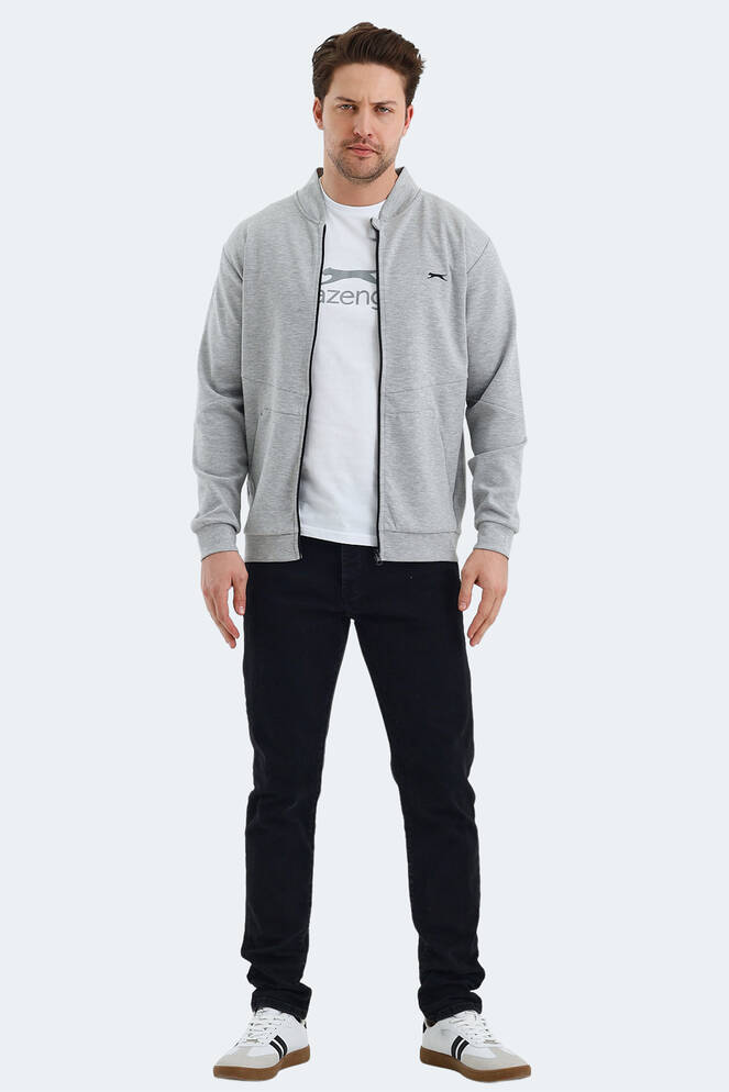 Slazenger VLAD Erkek Cepli Fermuarlı Gri Sweatshırt