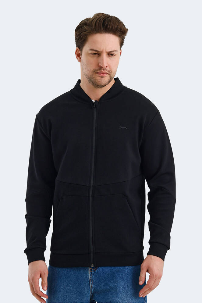 Slazenger VLAD Erkek Cepli Fermuarlı Siyah Sweatshırt