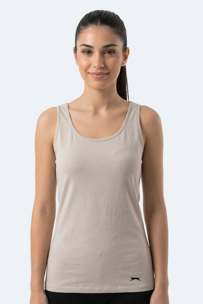 Slazenger VLADLEN Kadın Slim Fıt Kolsuz Taş Gri Atlet