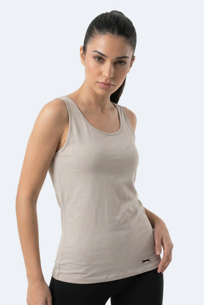 Slazenger VLADLEN Kadın Slim Fıt Kolsuz Taş Gri Atlet
