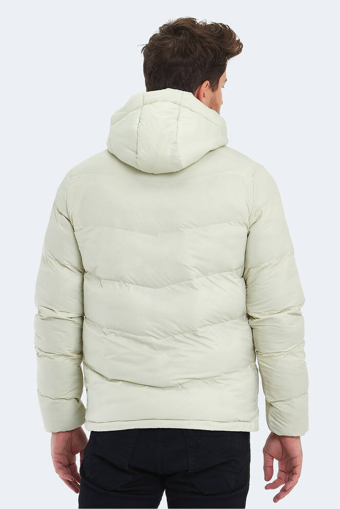 Slazenger WORLD Erkek Kapüşonlu Şişme Beyaz Mont & Kaban