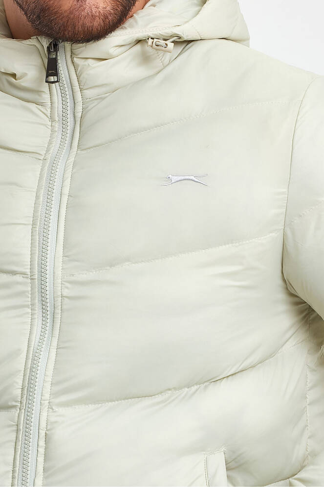 Slazenger WORLD Erkek Kapüşonlu Şişme Beyaz Mont & Kaban
