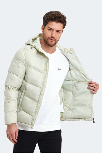 Slazenger WORLD Erkek Kapüşonlu Şişme Beyaz Mont & Kaban - Thumbnail