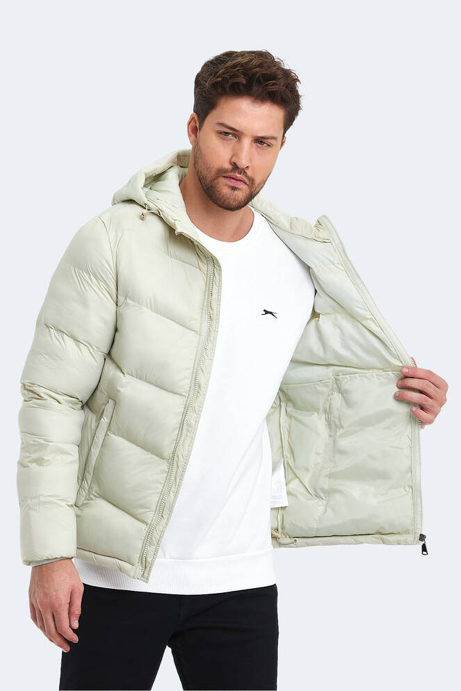 Slazenger WORLD Erkek Kapüşonlu Şişme Beyaz Mont & Kaban