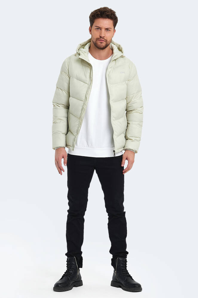 Slazenger WORLD Erkek Kapüşonlu Şişme Beyaz Mont & Kaban