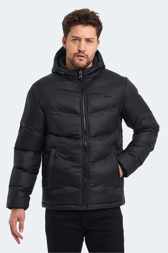 Slazenger - Slazenger WORLD Erkek Kapüşonlu Şişme Siyah Mont & Kaban