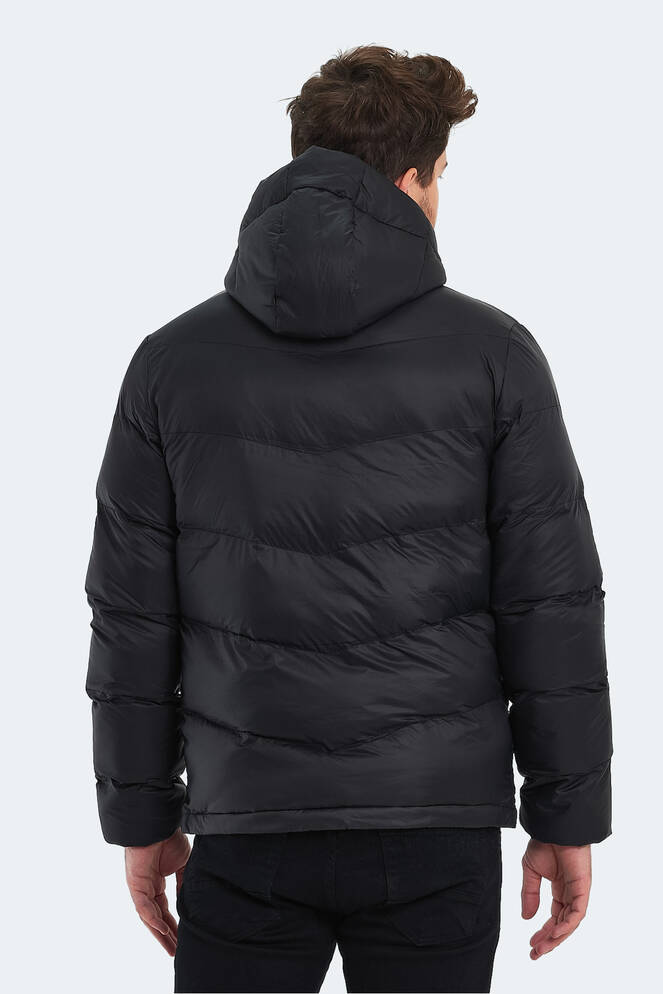 Slazenger WORLD Erkek Kapüşonlu Şişme Siyah Mont & Kaban