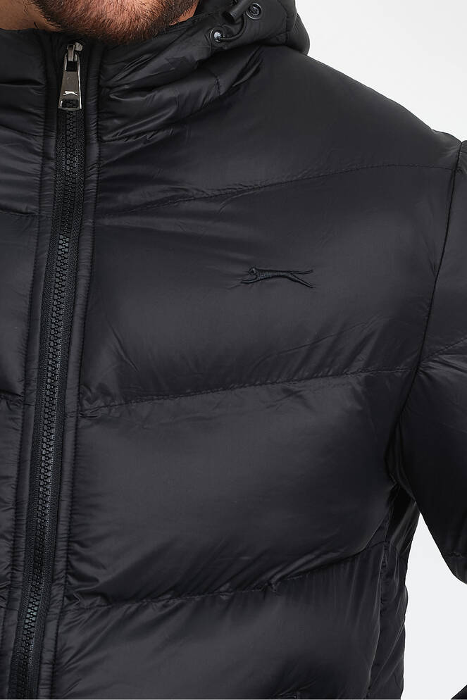 Slazenger WORLD Erkek Kapüşonlu Şişme Siyah Mont & Kaban