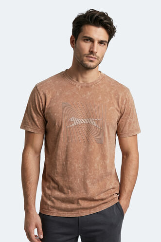 Slazenger - Slazenger ZAIR Erkek Baskılı Camel Tişört
