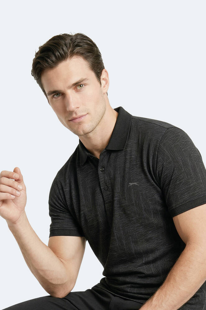 Slazenger ZANY Erkek Polo Yaka Siyah Tişört