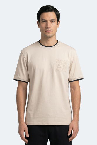 Slazenger - Slazenger ZAVIER Erkek Pamuklu Bej Tişört
