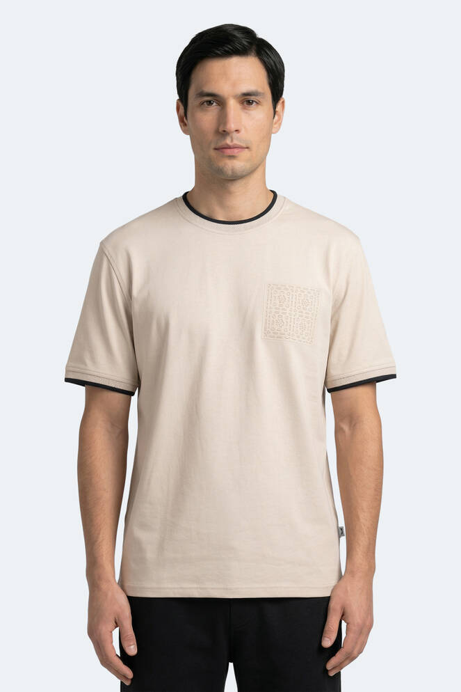 Slazenger ZAVIER Erkek Pamuklu Bej Tişört