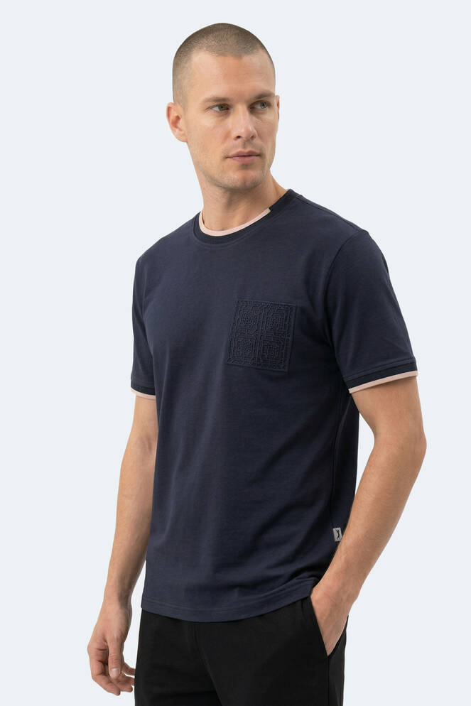 Slazenger ZAVIER Erkek Pamuklu Lacivert Tişört