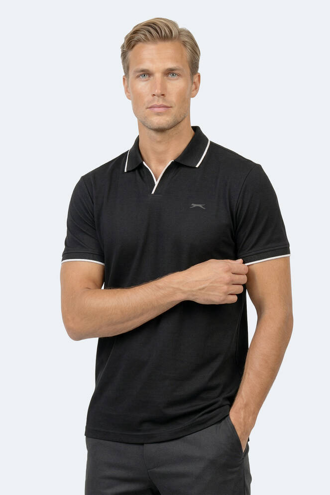 Slazenger ZITHER Erkek Polo Yaka Siyah Tişört