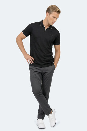 Slazenger ZITHER Erkek Polo Yaka Siyah Tişört - Thumbnail