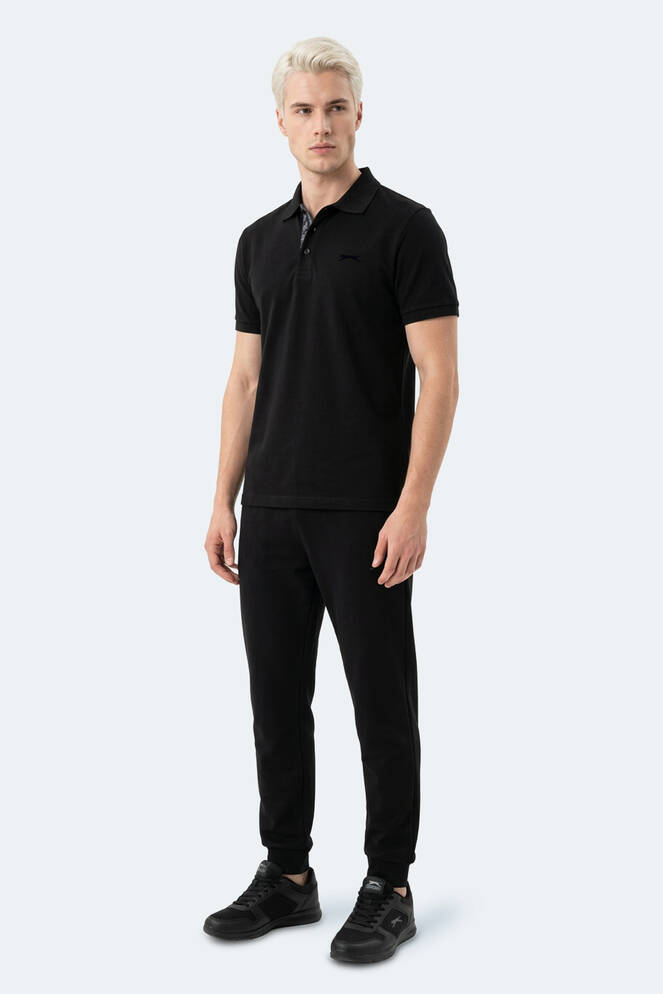Slazenger ZODIACS Erkek Polo Yaka Siyah Tişört