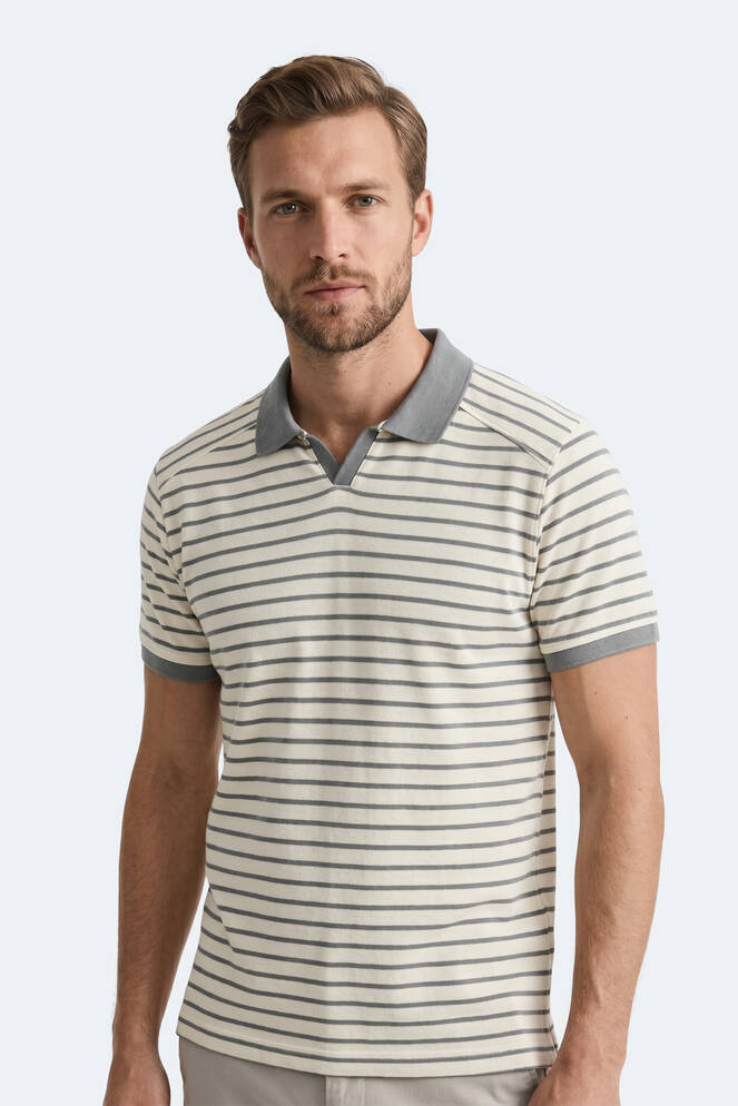 Slazenger ZOLL Erkek Polo Yaka Beyaz / Gri Tişört