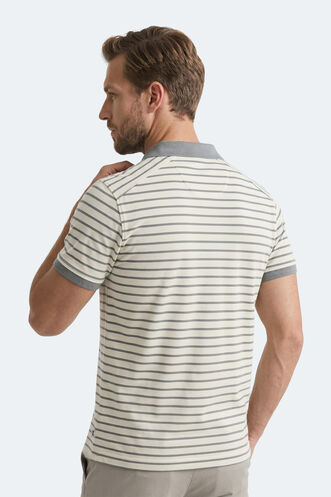 Slazenger ZOLL Erkek Polo Yaka Beyaz / Gri Tişört - Thumbnail
