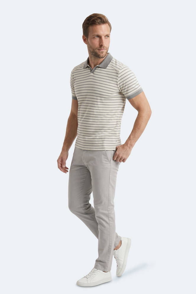 Slazenger ZOLL Erkek Polo Yaka Beyaz / Gri Tişört