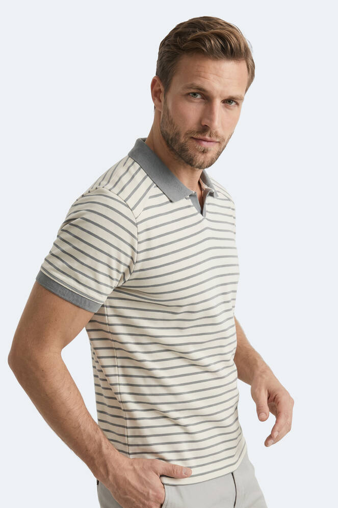 Slazenger ZOLL Erkek Polo Yaka Beyaz / Gri Tişört