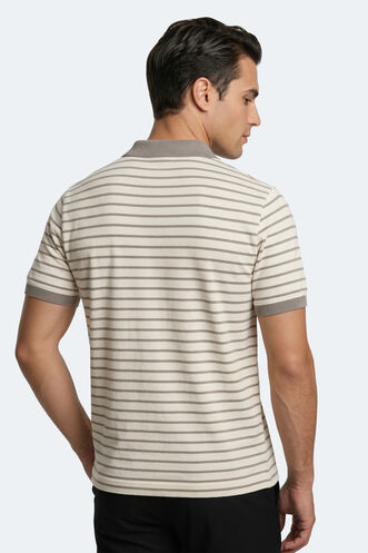 Slazenger ZOLL Erkek Polo Yaka Beyaz / Kahve Tişört - Thumbnail