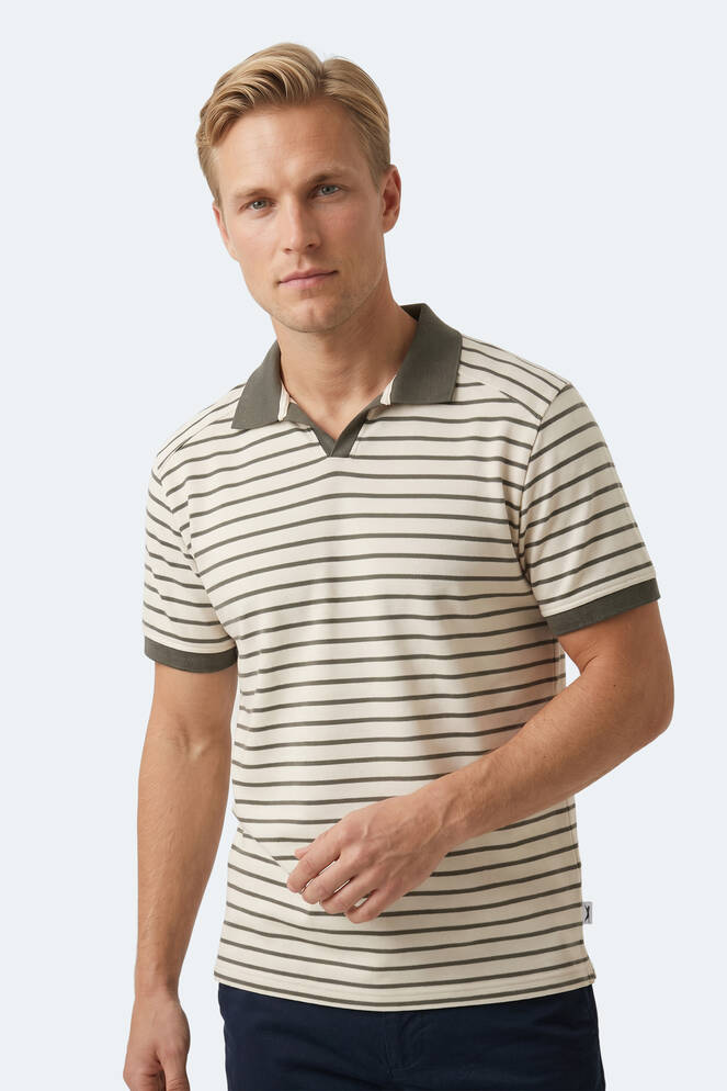 Slazenger ZOLL Erkek Polo Yaka Beyaz / Yeşil Tişört