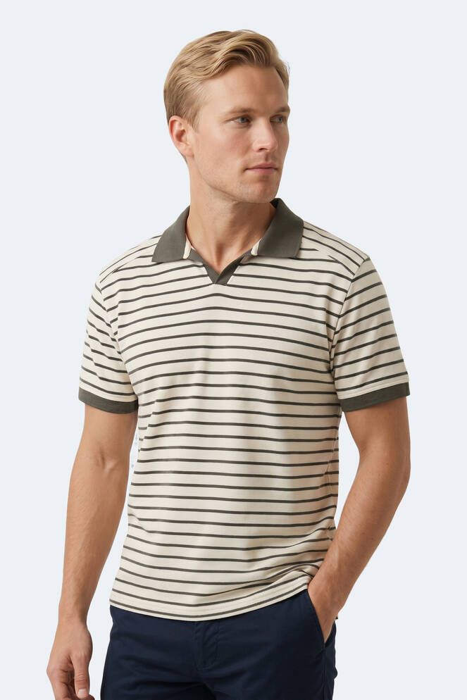 Slazenger ZOLL Erkek Polo Yaka Beyaz / Yeşil Tişört